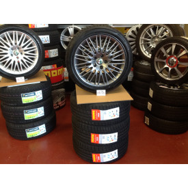 KIT 4 CERCHI IN LEGA+GOMME MOMO 17" GIULIETTA ORIGINALI TITANIO